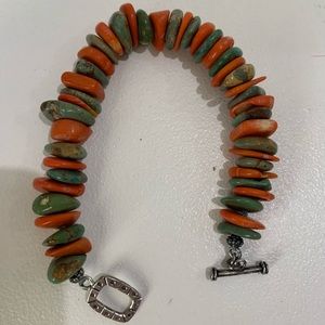 Green and orange howlite stone bracelet
